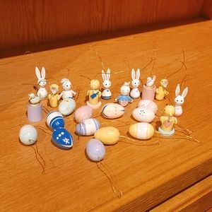 Hand Painted small wooden Easter ornaments - Qty 24